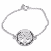Double Thickness Family Tree Silver Name Bracelet (English/Hebrew)