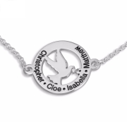 Double Thickness Silver Personalized Dove Bracelet for Mom