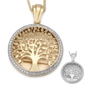 Large 14K Gold Diamond Tree of Life Necklace (Choice of Color)