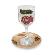 Lily Art Hand Painted Kiddush Cup With Red Pomegranate Design
