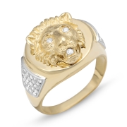 Majestic Lion of Judah 14K Gold Men's Ring With Diamond Accent (Choice of Colors)