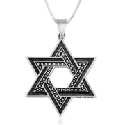 Large Sterling Silver Star of David Pendant Necklace