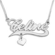 Sterling Silver Customizable Name Necklace with Heart Charm 