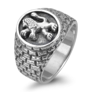 Sterling Silver Lion of Judah Ring with Western Wall Bricks