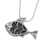 Sterling Silver Eilat Stone Fish Necklace 