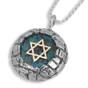 Men's Star of David & Western Wall Eilat Stone Necklace 