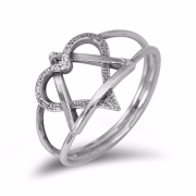 Rafael Jewelry Star of David with Heart 925 Sterling Silver Ring