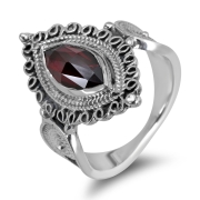 Rafael Jewelry Sterling Silver and Red Garnet Swirls Ring  