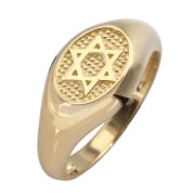 Star of David 14K Gold Ring With Beaded Design