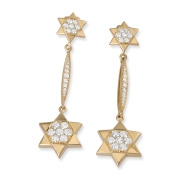 Diamond-Accented 14K Yellow Gold Double Star of David Stud Earrings By Anbinder Jewelry