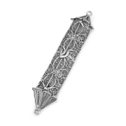 Traditional Yemenite Art Deluxe Handcrafted Sterling Silver Mezuzah Case With Floral Filigree Design