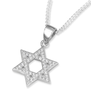 Designer 925 Sterling Silver Star of David Pendant Necklace With Zircon Stones