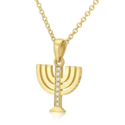 Diamond-Accented 18K Gold Menorah Pendant Necklace By Yaniv Fine Jewelry