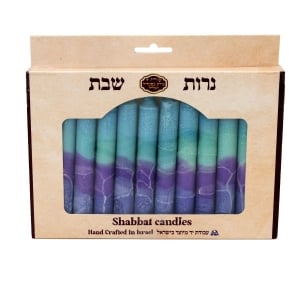 12 Designer Purple and Blue Shabbat Candles