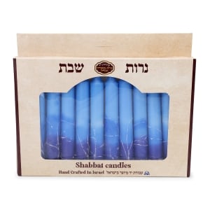 12 Designer Shabbat Candles – Shades of Blue