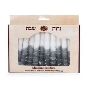 12 Designer Shabbat Candles - Black & White