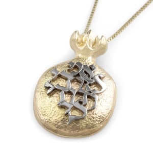 Handcrafted 14K Gold Ani LeDodi Pendant Necklace With Pomegranate Design (Song of Songs 6:3)