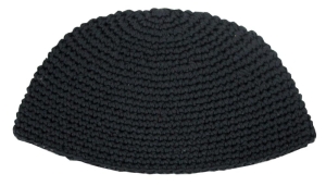 Crocheted Black Frik Kippah 22 cm