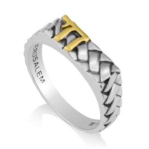 Sterling Silver 18K Gold Plated Chai Designer Ring  