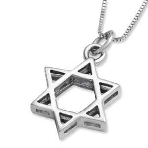 Sterling Silver Double Layer Star of David Pendant Necklace