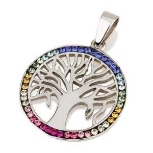 925 Sterling Silver Tree of Life Pendant with Crystal Stones