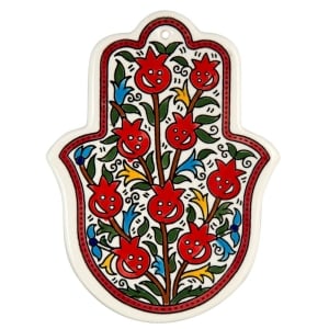 fiori colorati design Armenian Ceramic Shabbat Candlesticks con vassoio 