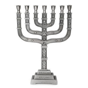 Knesset 7-Branched 12 Tribes Jerusalem Menorah (Choice of Colors)