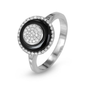 Anbinder 14K White Gold and Onyx Diamond Woman’s Ring