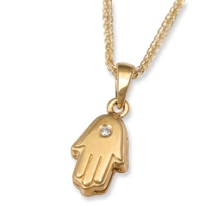 Anbinder Jewelry 14K Gold Hamsa Pendant With Diamond (Choice of Color)