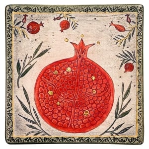 Art in Clay Limited Edition Handmade Ceramic Plaque Pomegranate Wall Hanging