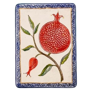 Art in Clay Limited Edition Handmade Ceramic Pomegranate Plaque Wall Hanging with 24K Gold