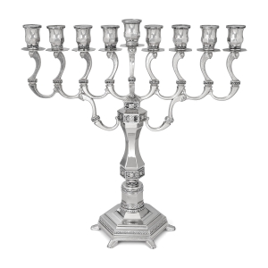 Traditional Antique-Style Nickel Hanukkah Menorah 