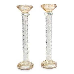 Tall Crystal Candlesticks with Yellow Tint