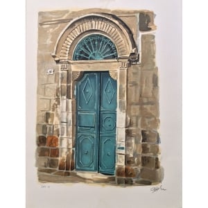 Arie Azene - Eliezer Ben-Yehuda's Door in Jerusalem (Hand Signed & Numbered Limited Edition Serigraph)