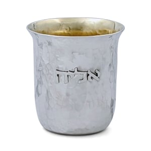 Bier Judaica Personalized 925 Sterling Silver Hammered Children's Kiddush Cup With Lip 