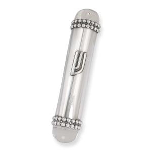Bier Judaica Handcrafted Sterling Silver Mezuzah Case With Beaded Design