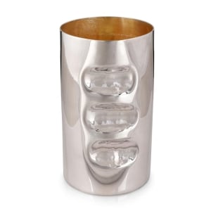 Bier Judaica 925 Sterling Silver Smooth Kiddush Cup with Finger Indents