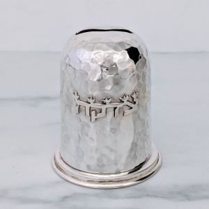 Bier Judaica Handcrafted 925 Sterling Silver Domed Tzedakah Box With Hammered Finish