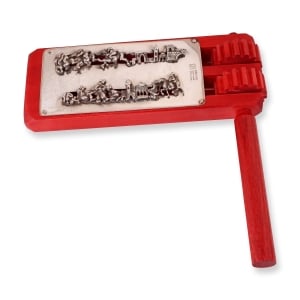Bier Judaica Wooden Purim Grogger (Noisemaker) With 925 Sterling Silver Decorative Plate (Red)