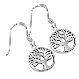 Tree of Life Sterling Silver Hanging Earrings 