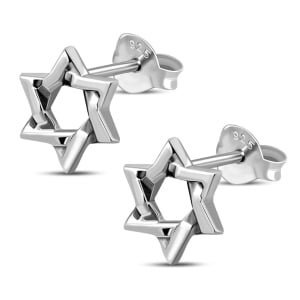 Real Silver ! Sterling Silver Star of David design Post Stud Earrings 1 Pair 