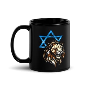 Lion of Judah and Star of David Black Glossy Mug