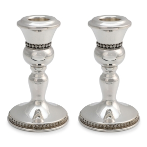 Handcrafted Sterling Silver Shabbat Candlesticks With Floral Filigree Design By Traditional Yemenite Art
