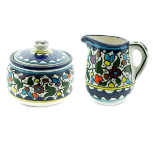 Armenian Ceramic Floral Cream & Sugar Set (Choice of Colors)