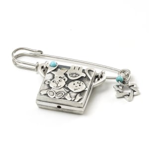 Danon Baby Safety Pin with Star of David and Psalms