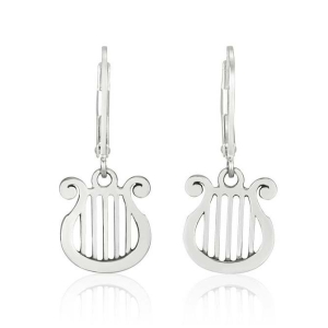 Marina Jewelry 925 Sterling Silver King David's Harp Earrings
