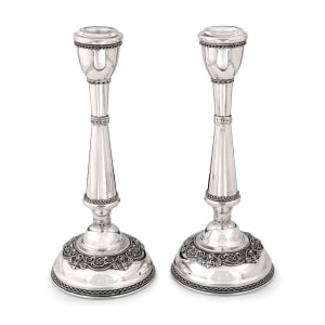 Traditional Yemenite Art Deluxe Handcrafted Sterling Silver Candlesticks