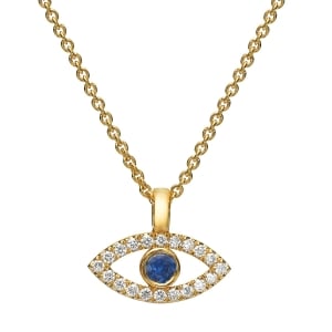 Yaniv Fine Jewelry 18K Gold Evil Eye Diamond Necklace with Sapphire Stone 