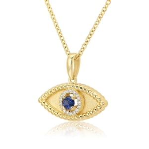 Yaniv Fine Jewelry 18K Gold Evil Eye Pendant with Sapphire Stone