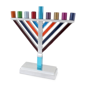 Yair Emanuel Enamel Painted Chabad Hanukkah Menorah - Multicolored